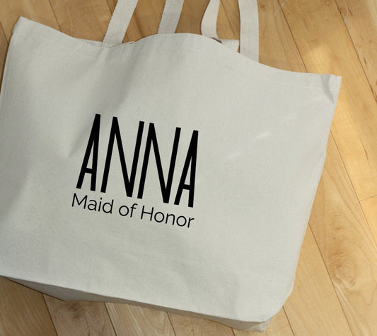 personalized minimalist art deco canvas bridesmaid Tote bag