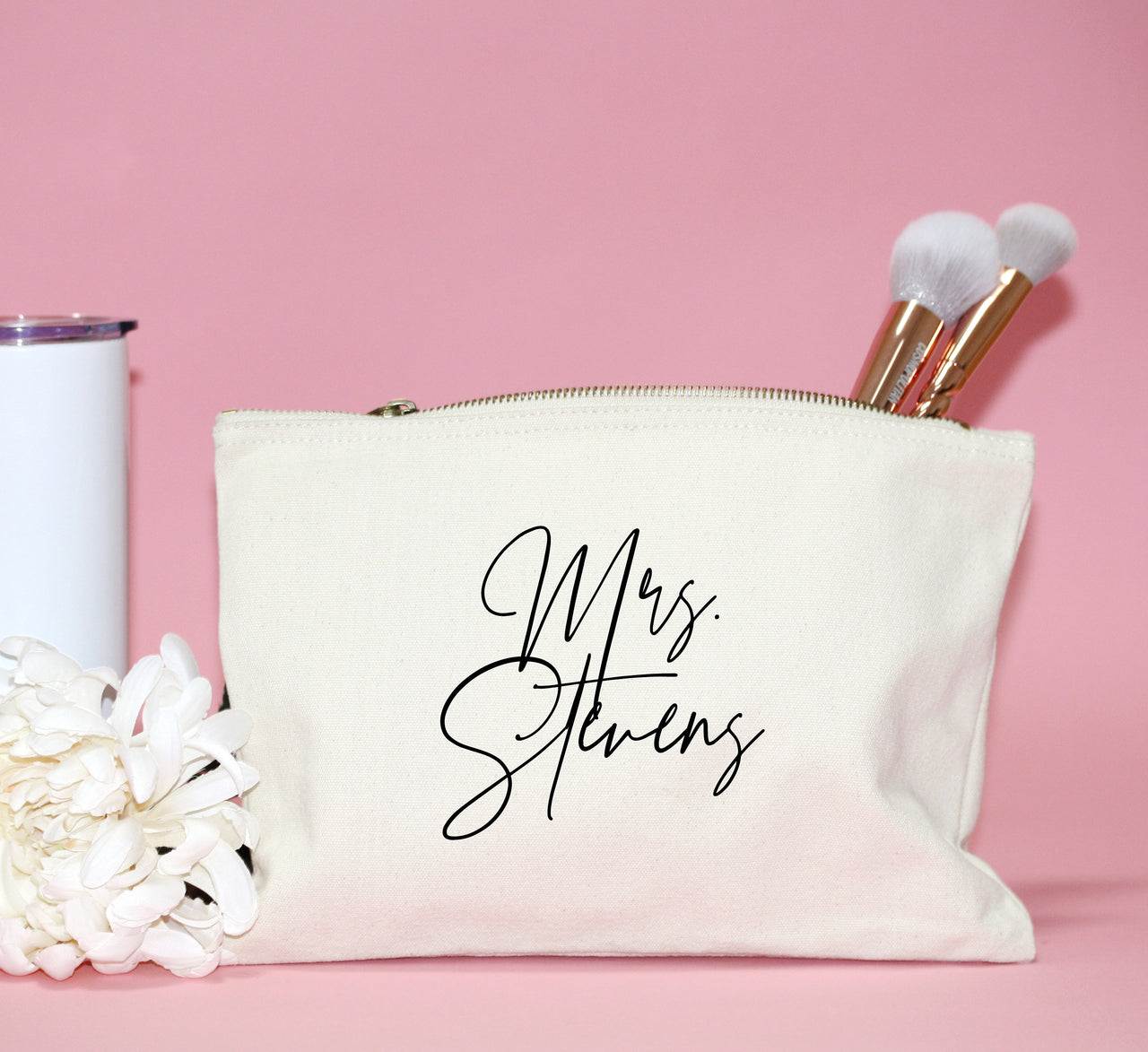 script bridesmaid makeup bag canvas personalized cosmetic bag for