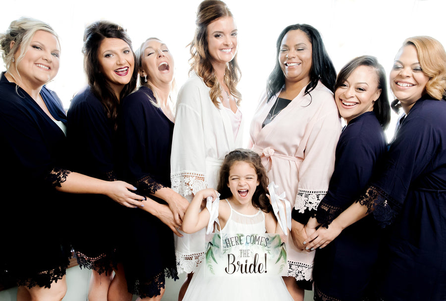 Bridal robe with lace