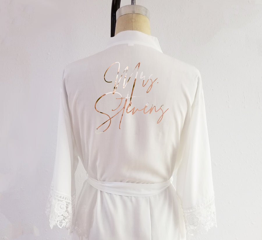 Bridal robe with lace