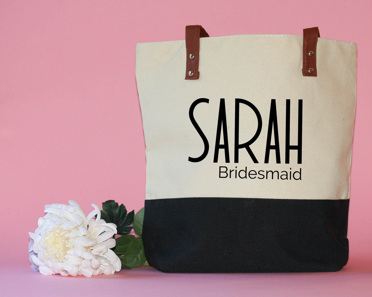 Personalized Bridesmaid Canvas Tote Bags zipper