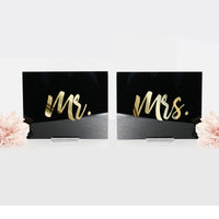 Thumbnail for SET OF 2, Acrylic Mr Mrs Tabletop Signs, Mr and Mrs Sign, table sign, for sweetheart table, gold, blush, modern wedding, minimalist - CS7A