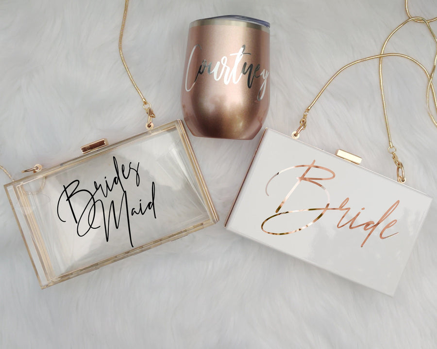 Personalized Acrylic Clutch for Bride