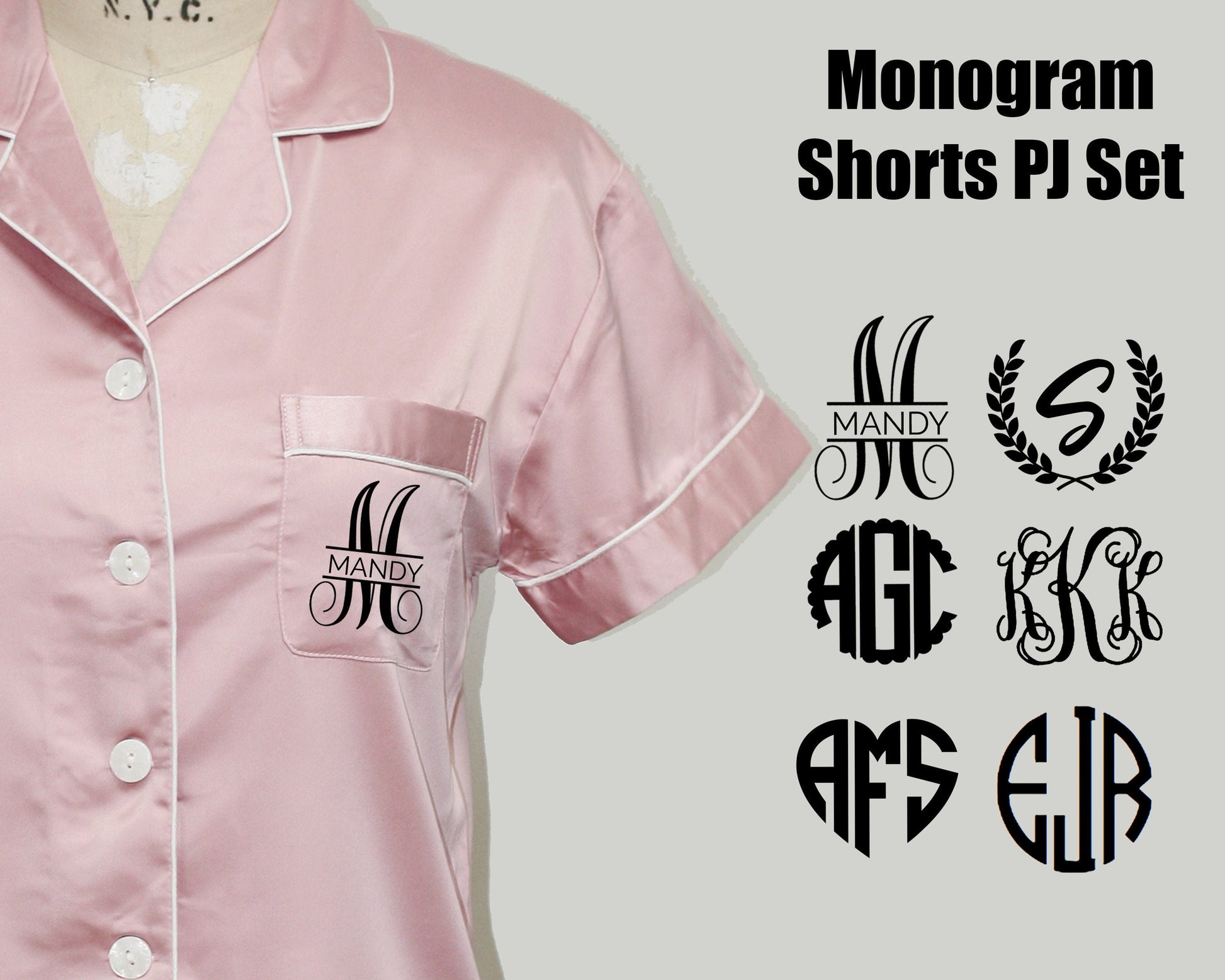 Personalized Monogram Bridesmaid Satin Pajamas