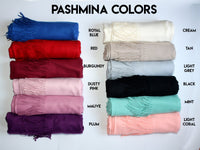 Thumbnail for Bridesmaid Pashmina wedding scarf bulk discount Cashmere Shawl Black blue Purple Pink Coral favor to have and to hold in case you get cold