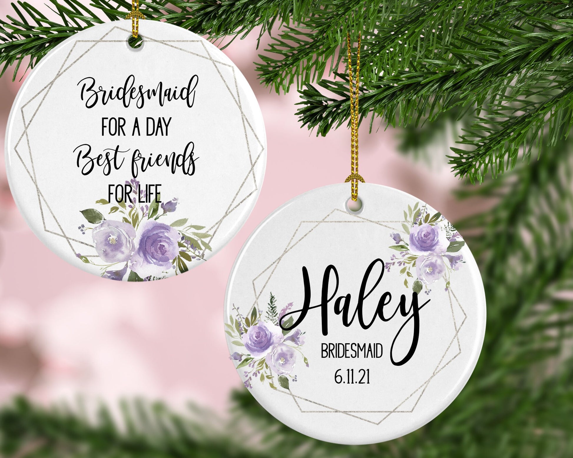 Personalized Bridesmaid Proposal Ornament ceramic