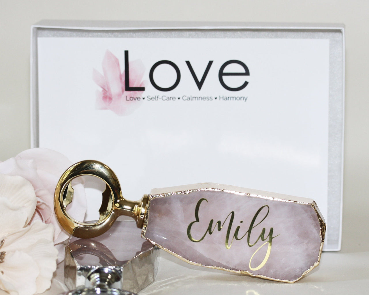Personalized Bridesmaid Gifts Gemstone Rose Quartz Bottle opener Proposal box, Luxury Gift for Maid of honor, bride, mother of bride groom