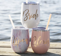 Thumbnail for Personalized Wine Tumblers with lid and straw in glitter blush