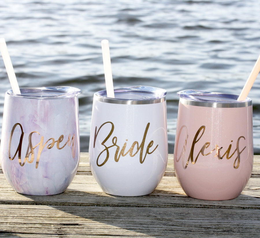 Personalized gifts Wine Tumbler with lid and straw bridesmaids gifts proposal box bachelorette party set of 5 6 7 8 9 + get bulk discount