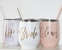 Thumbnail for Personalized gifts Wine Tumbler with lid and straw bridesmaids gifts proposal box bachelorette party set of 5 6 7 8 9 + get bulk discount