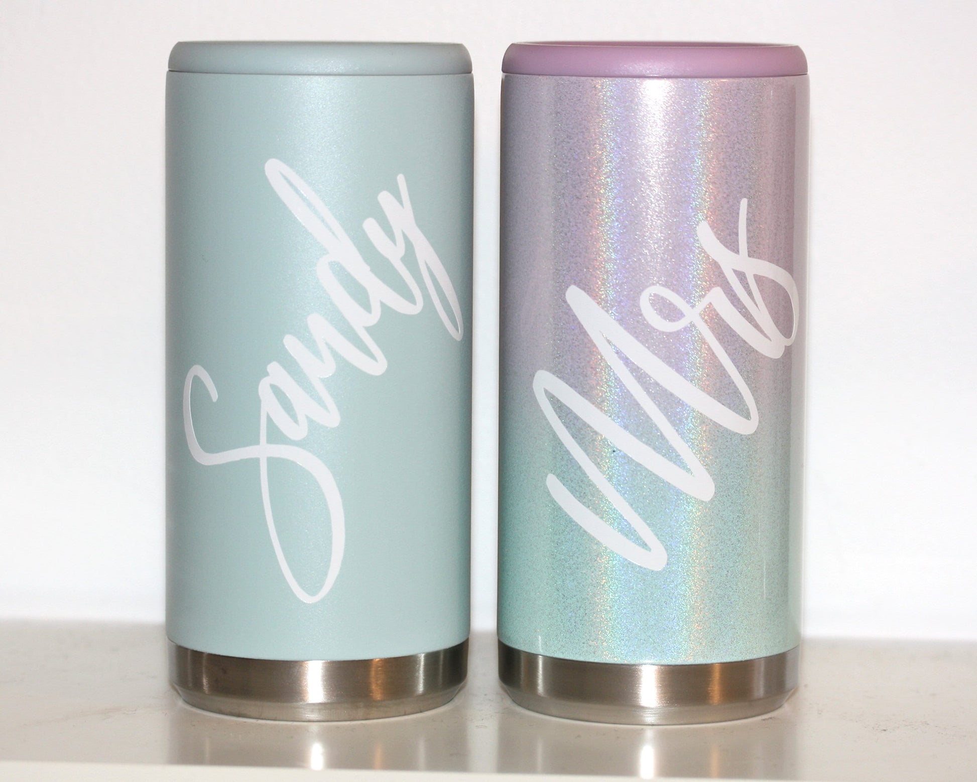 Personalized 12oz Slim Can Cooler for hard seltzer bridesmaid gifts SET OF 5 6 7 8 + get DISCOUNT skinny Stainless Steel insulated