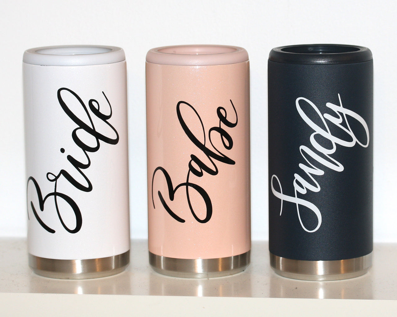 Personalized 12oz Slim Can Cooler for hard seltzer bridesmaid gifts SET OF 5 6 7 8 + get DISCOUNT skinny Stainless Steel insulated
