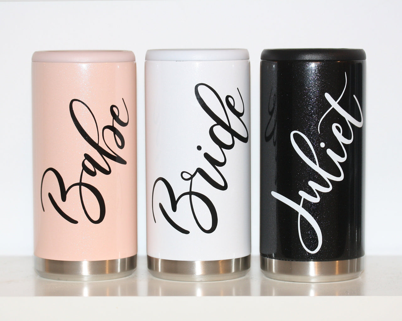 Personalized 12oz Slim Can Cooler for hard seltzer bridesmaid gifts SET OF 5 6 7 8 + get DISCOUNT skinny Stainless Steel insulated
