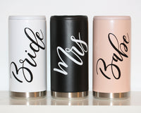 Thumbnail for Personalized 12oz Slim Can Cooler for hard seltzer bridesmaid gifts SET OF 5 6 7 8 + get DISCOUNT skinny Stainless Steel insulated