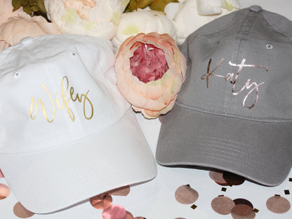 Personalized soft top baseball hat for bride and bridesmaids