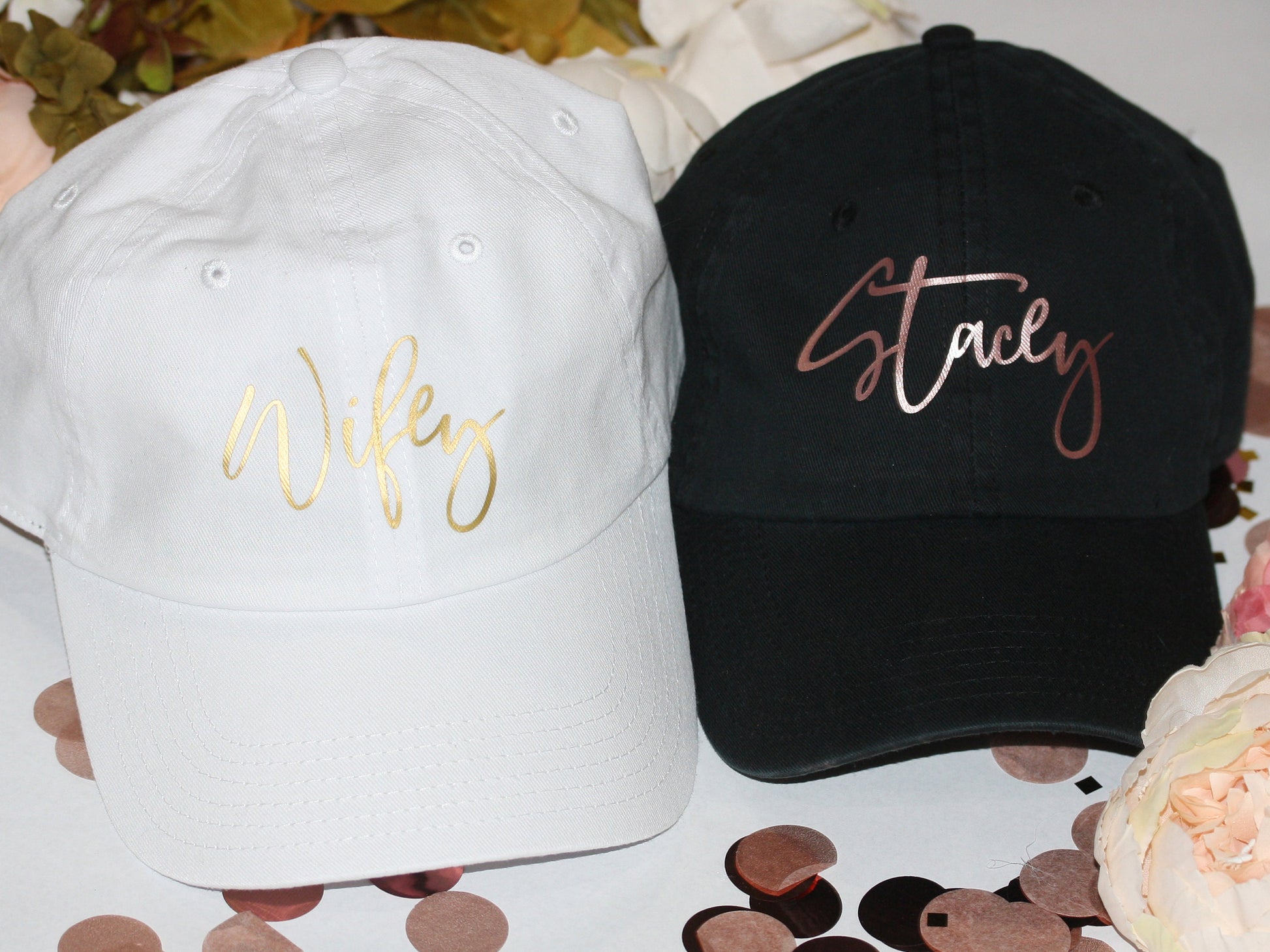 Personalized soft top baseball hat for bride and bridesmaids