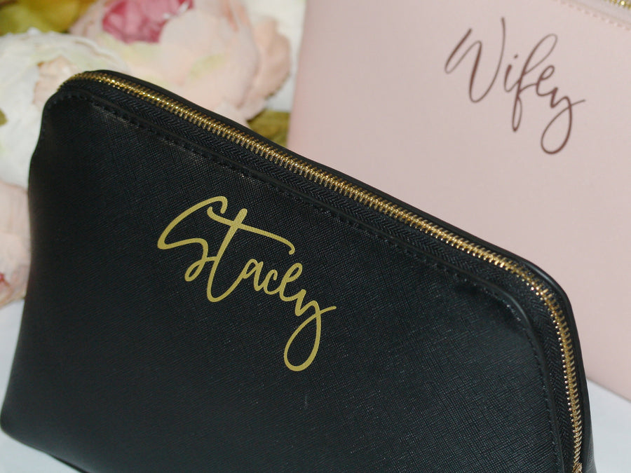 Personalized Vegan Leather make up bag