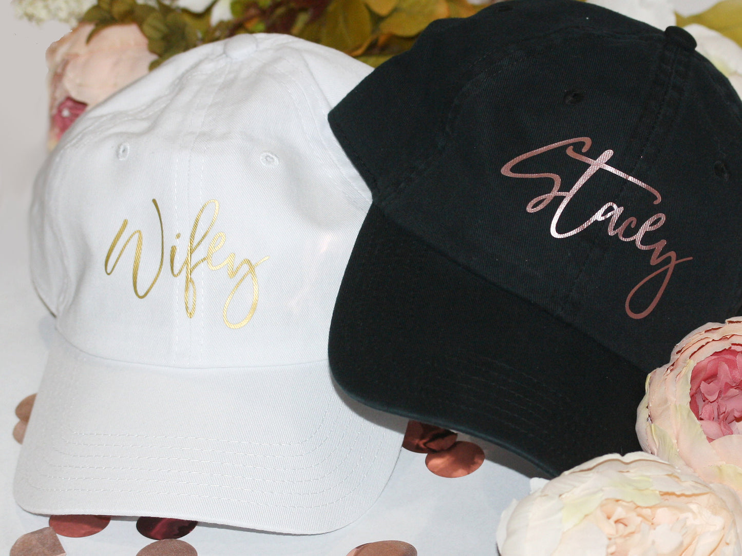 Personalized soft top baseball hat for bride and bridesmaids