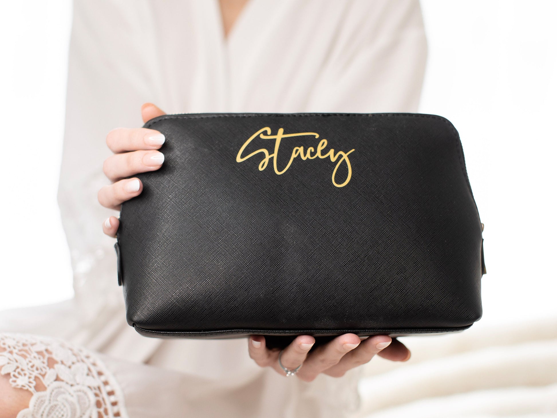 Personalized Vegan Leather make up bag