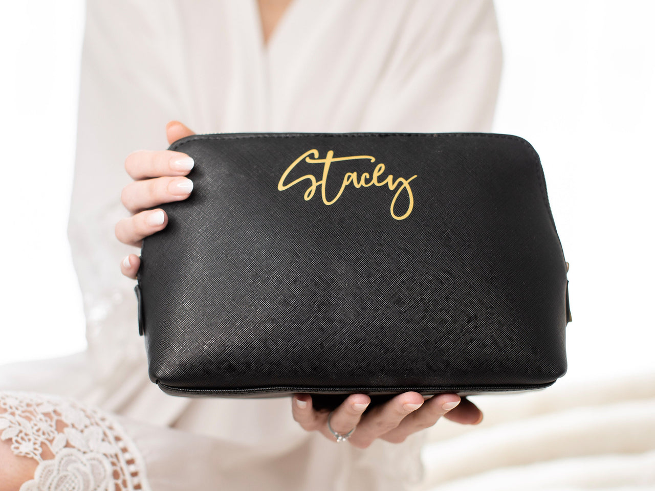 Personalized Signature Leather Cosmetic Bag