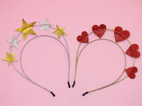 Thumbnail for Glitter Stars and Hearts Bachelorette Party Headbands with Veil
