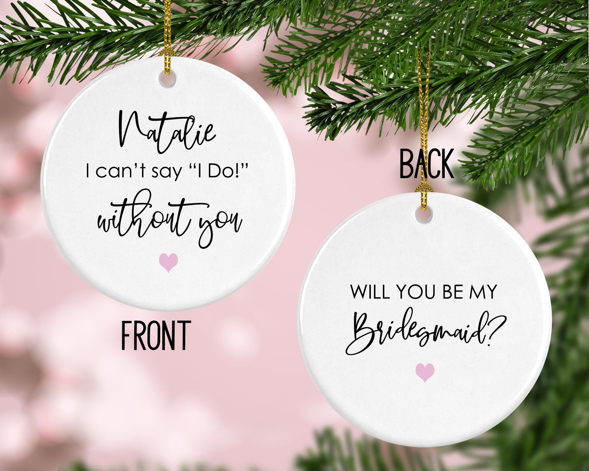 Personalized Bridesmaid Proposal Ornament ceramic