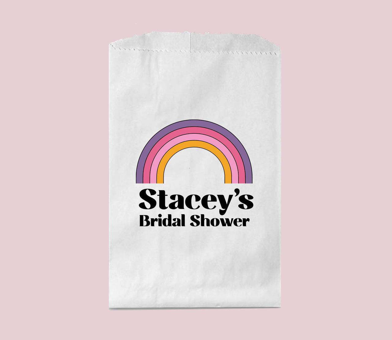 Retro Rainbow Bridal Shower Paper Favor Bags