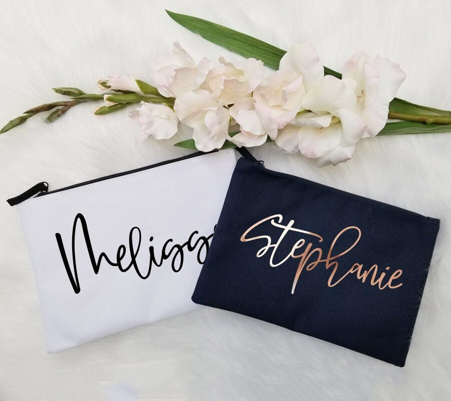 Personalized Make up Bag with zipper | Zipper pouch for makeup | Toiletry Bag | Gift for her | Best friend gift | Bridesmaid Gifts for women
