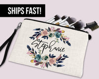 Thumbnail for Boho Feather Personalized Make Up Zipper Bag pouch