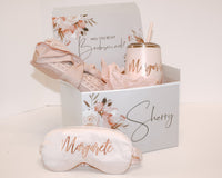 Thumbnail for Personalized Bridesmaid Proposal Gift Box Set with Robe, Sleepmask, Wine Tumbler and custom gift box, Self Care Gift Box Set for her