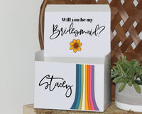Thumbnail for Bridesmaid Proposal Gift Box, Custom Proposal Gift Box with outside and inside art, Empty Gift Box, Greenery Eucalyptus tropical leafy