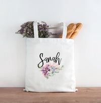 Thumbnail for Bridesmaid Bags, Bridesmaid Tote Bags, Bridal Party Gifts, Set of 5 6 7 8 9 10 + get bulk discount Personalized floral mauve floral Tote Bag