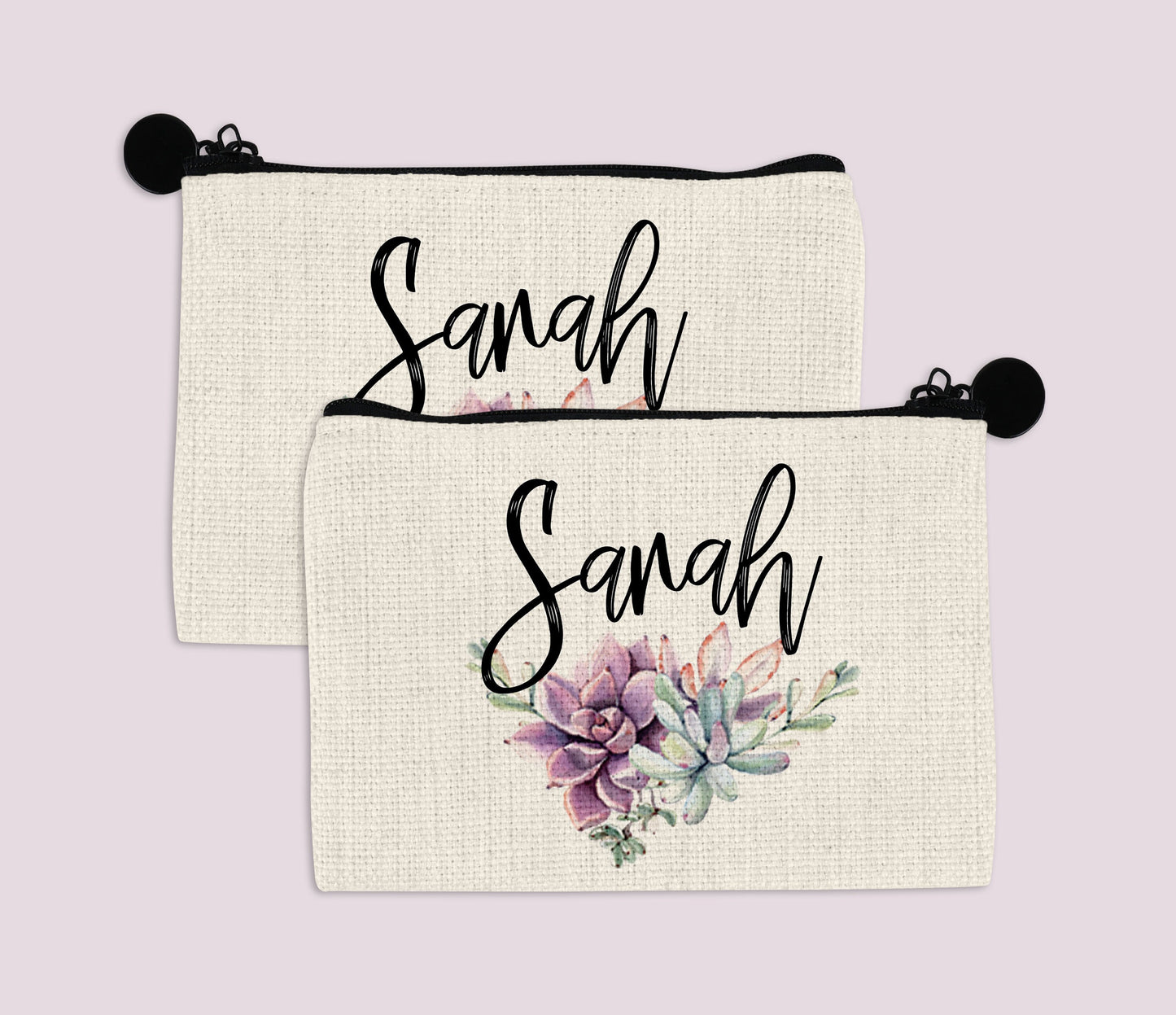 Boho Feather Personalized Make Up Zipper Bag pouch