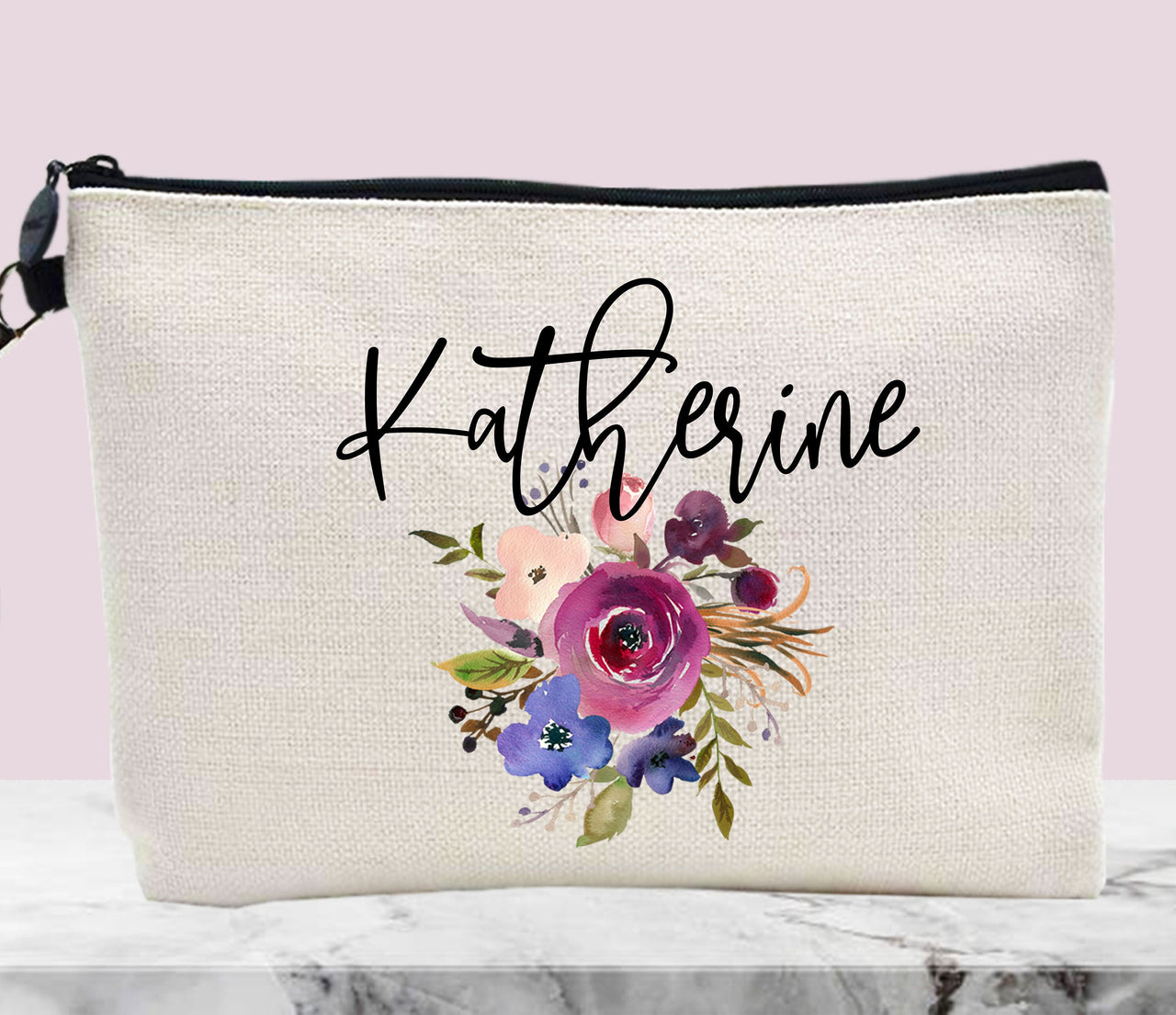 Boho Feather Personalized Make Up Zipper Bag pouch