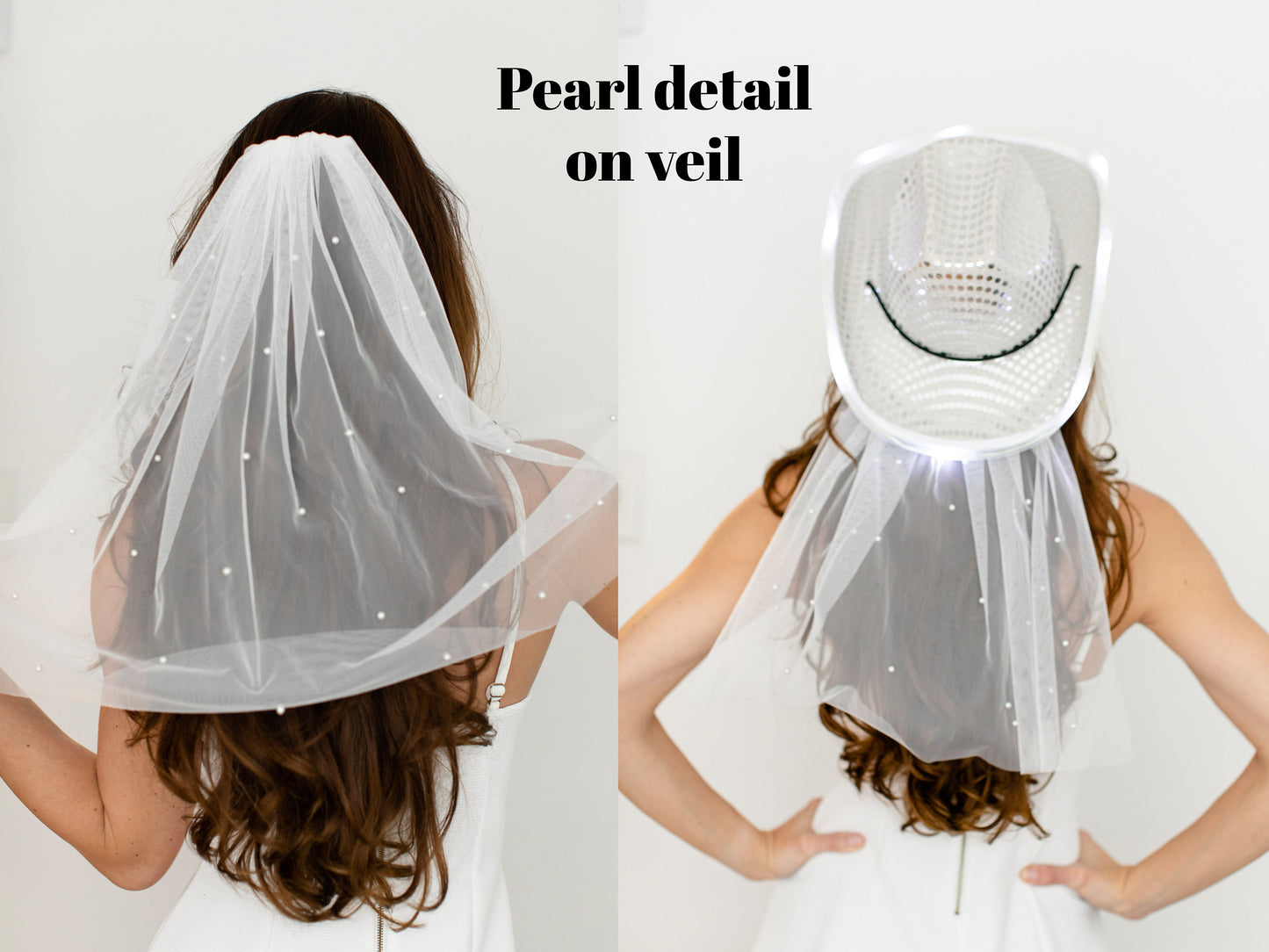 Cowgirl Hat w/ lights + Veil for bachelorette party