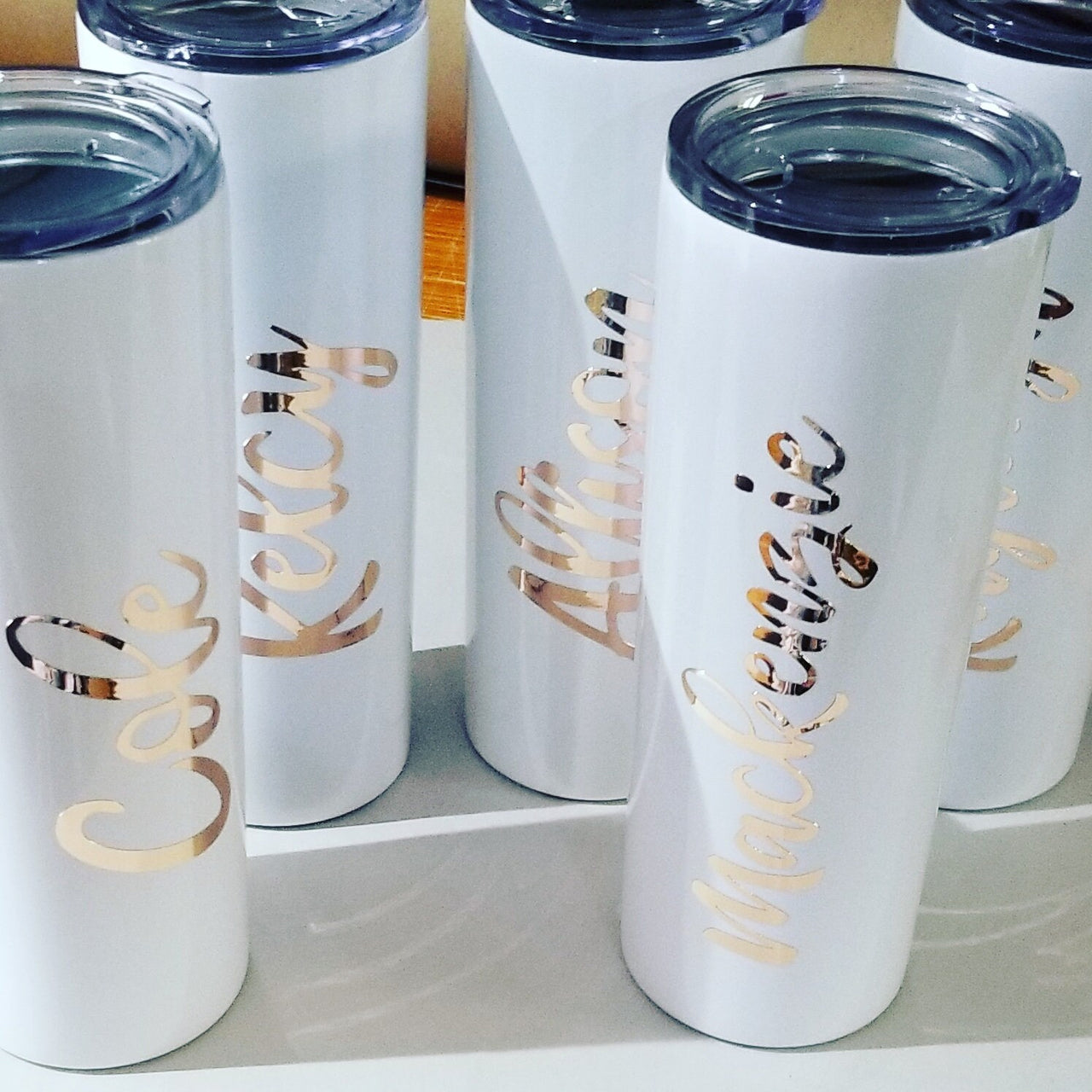 Set of, 4, 5, 6 7 metal tumbler Gold Rose Glitter Bridal shower favors Personalized Bridesmaid Gifts lid straw stainless steel - MTT4V