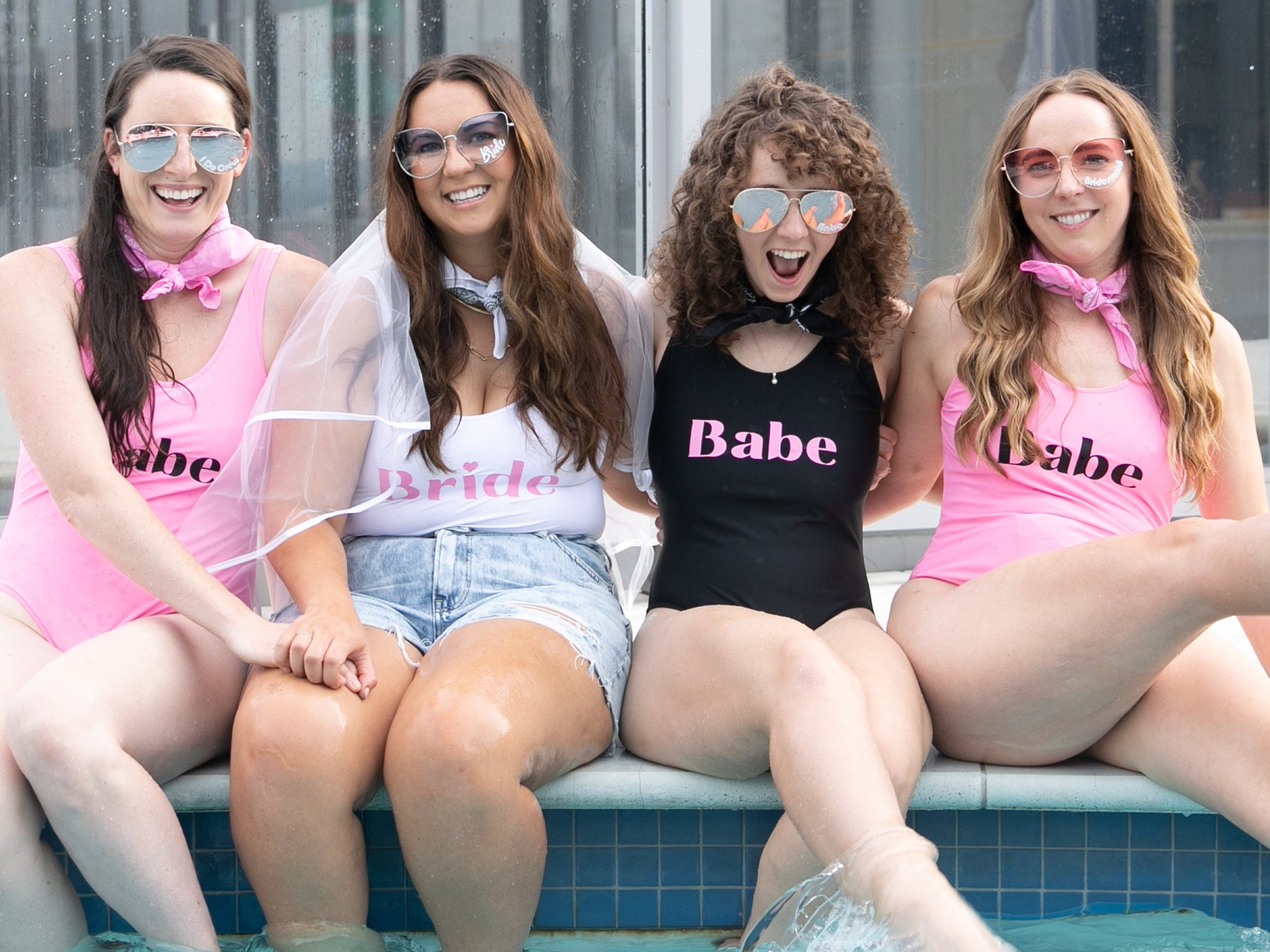 Bride + Babe One Piece Swimsuits With Matching Mirror