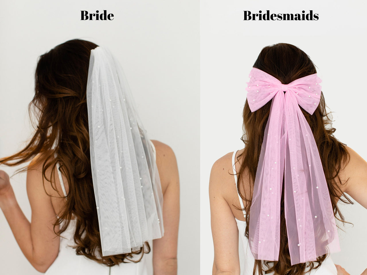 Bride Pearl Headband with Veil Bachelorette Bride Headband Mrs