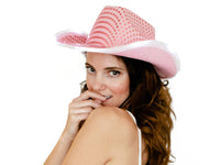 Thumbnail for Cowgirl Hat imperfect! Final Sale + Heavily Discounted pink and white Cowboy hat