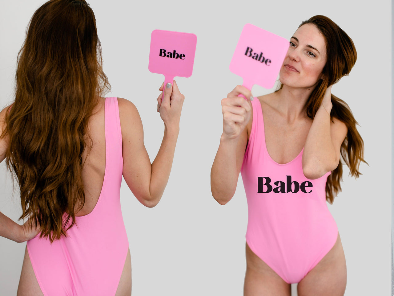 Bride + Babe One Piece Swimsuits With Matching Mirror