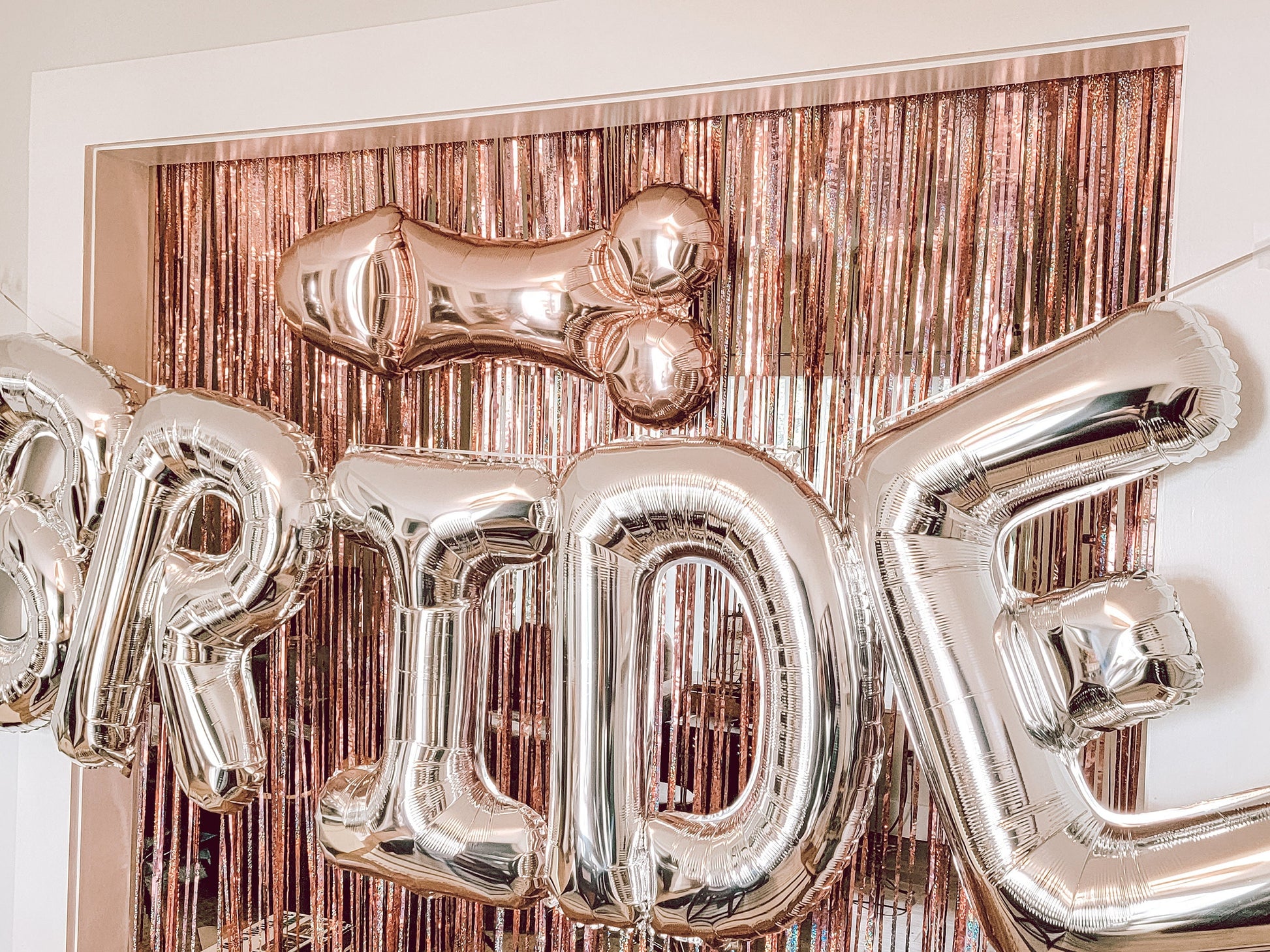 Rose Gold Holographic Foil Curtains