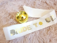 Thumbnail for Bride To Be Disco Theme Sash For Last Disco Bachelorette, Disco Bride Disco cowgirl Nashville Vegas holographic glitter gold Mama Mia Retro