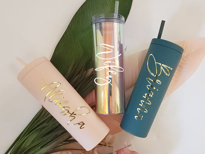 Personalized Tumbler with Lid and Straw