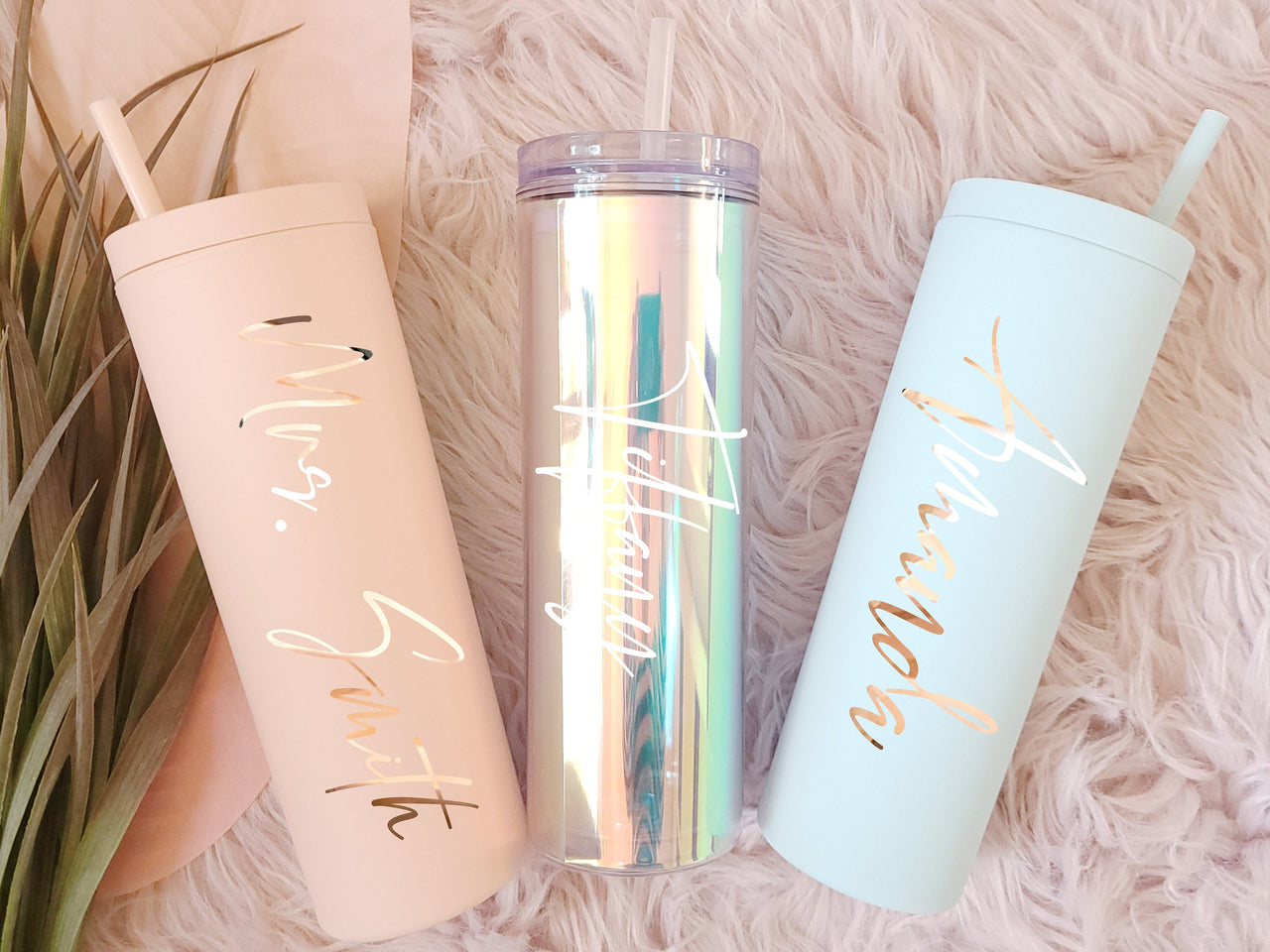 Personalized Tumbler with Lid and Straw, Custom Name Matte Skinny Tumbler, Holographic, acrylic cups, hen party favors, Bridesmaids Gifts
