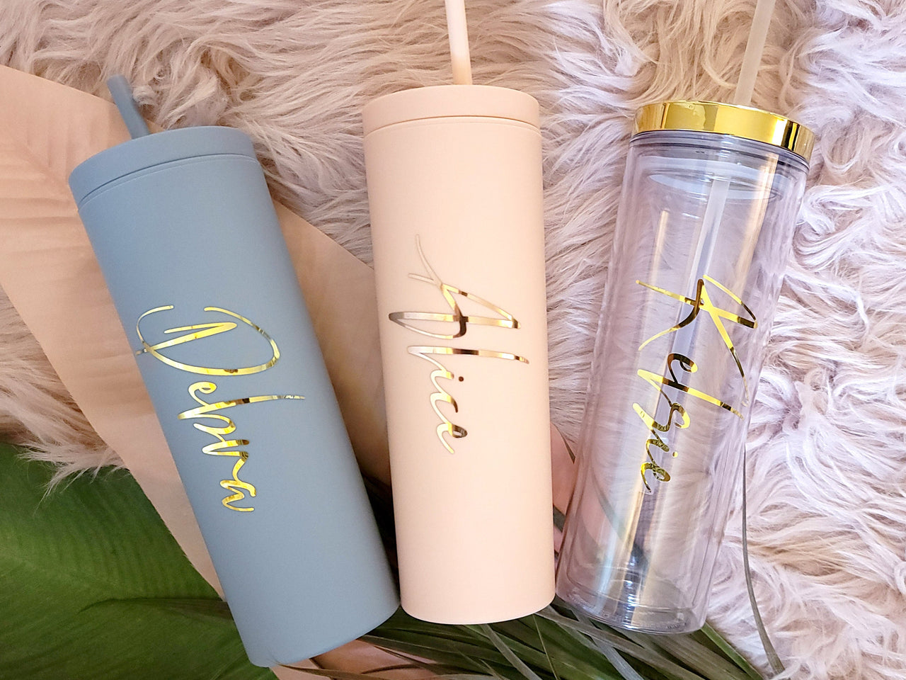Personalized Tumbler with Lid and Straw
