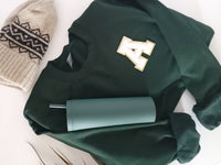Thumbnail for Varsity Letter Patch Crewneck Sweatshirt, Single Initial Monogrammed Chenille Applique Sweatshirt, Bridesmaid Bachelorette gifts 90s Y2K