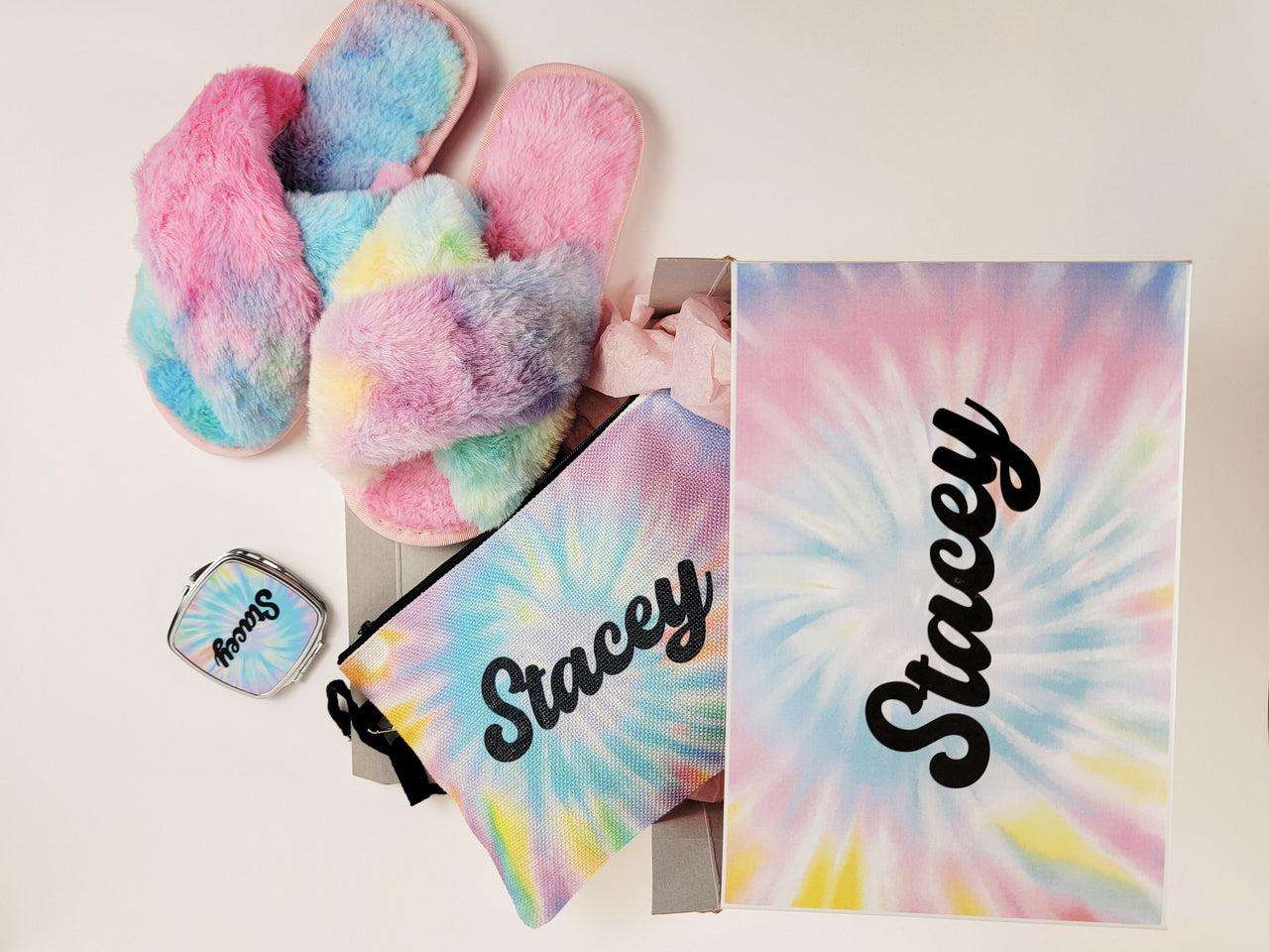 Gift Box Set | Best Friend Gift Box | Secret Santa Christmas Gift Set Gift for Stoners Teacher Coworker teen rave pink tie dye buffalo plaid