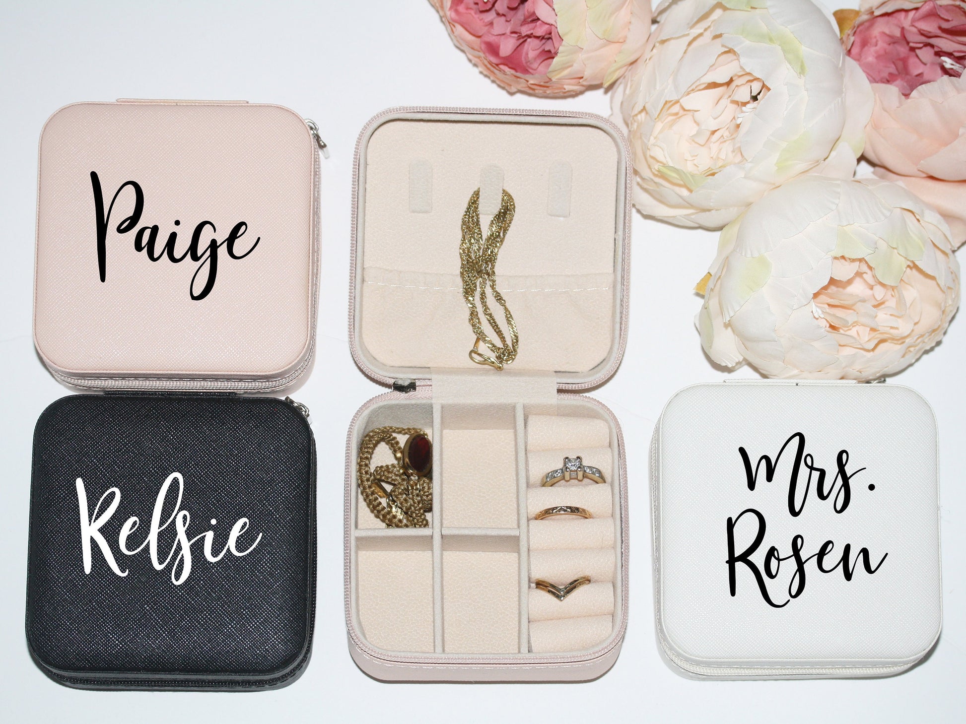 Personalized Travel Jewelry Box with name