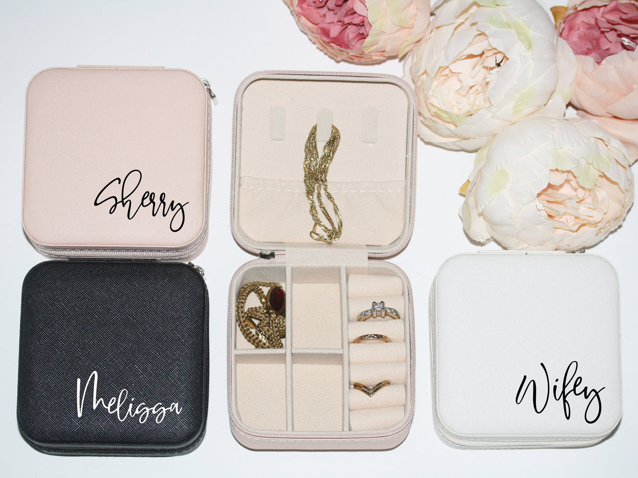 Personalized Travel Jewelry Box with name