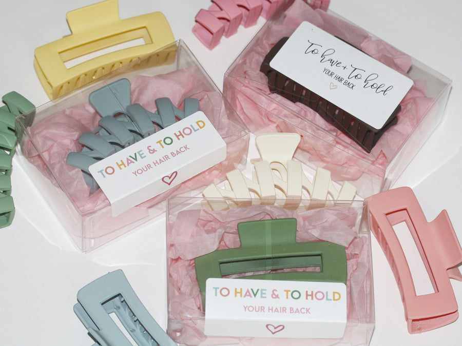 To have and to hold your hair back gift box with hair claw clip Bridesmaid Proposal
